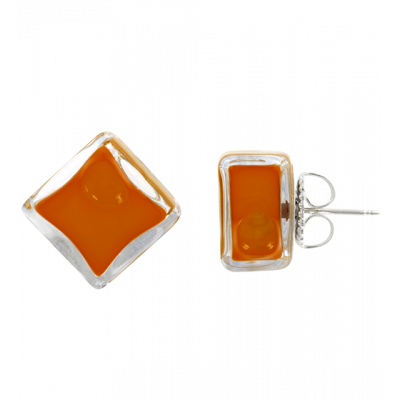 Stud earrings - Carré Milk Rust