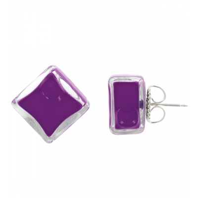 Stud earrings - Carré Milk Dark purple