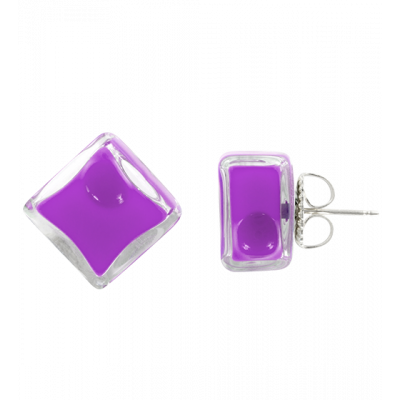 Stud earrings - Carré Milk Purple