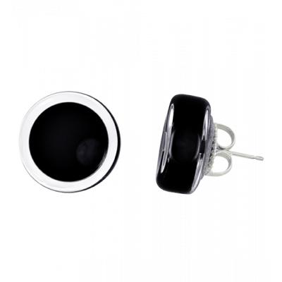 Boucles d'oreilles clou en verre soufflées - Cachou Milk Noir