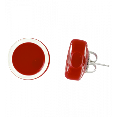 Boucles d'oreilles clou en verre soufflées - Cachou Milk Rouge foncé