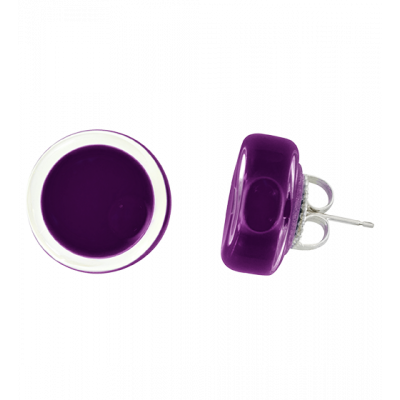 Boucles d'oreilles clou en verre soufflées - Cachou Milk Violet foncé