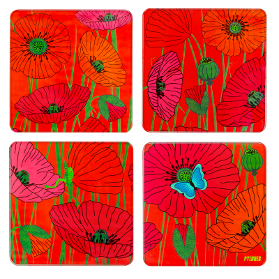 4 Untersetzer - Sous verre Coquelicots