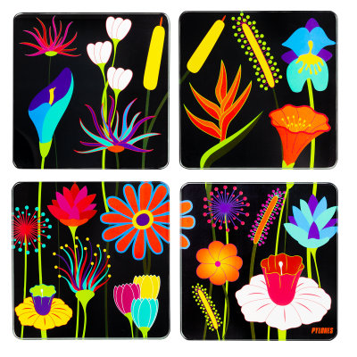 4 Untersetzer - Sous verre Jardin fleuri