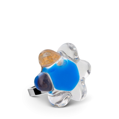 Glasring - Fleur Mini Milk Königsblau