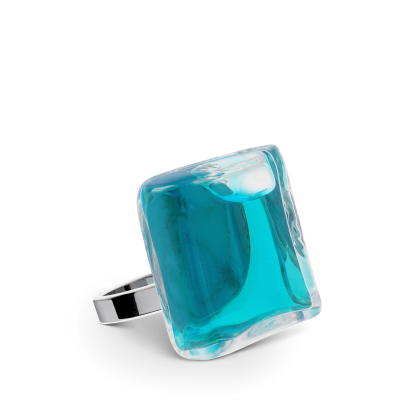 Glasring - Carré Mini Transparent Türkis