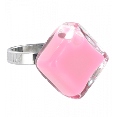 Bague en verre soufflée - Losange Nano Milk Bubble Gum
