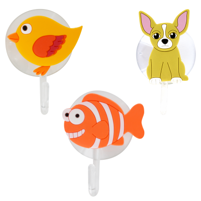 Set de 3 crochets ventouse - Ani-holder Animaux