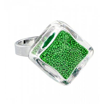 Anello in vetro - Losange Nano Billes Verde