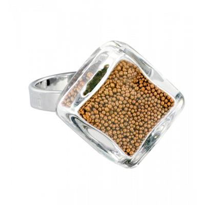 Anello in vetro - Losange Nano Billes Oro
