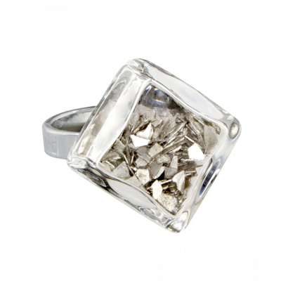 Glasring - Losange Nano Paillettes Silber