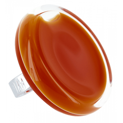 Bague en verre soufflée - Cachou Giga Milk Rouille