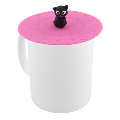 Couvercle silicone pour mug - Bienauchaud 10 cm Chat noir