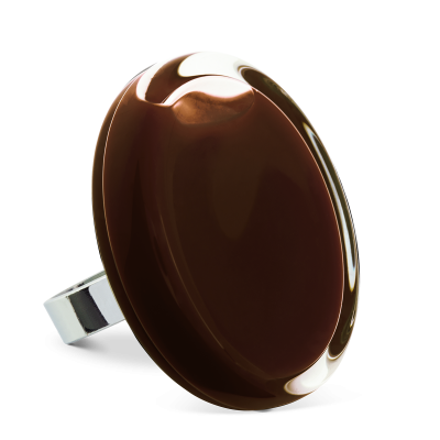 Bague en verre soufflée - Cachou Giga Milk Chocolat