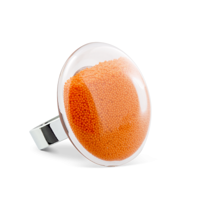 Glass ring - Galet Medium Billes Orange