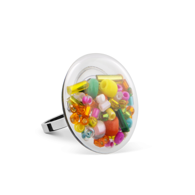 Bague en verre soufflée - Galet Mini Mix Perles Perles Printemps