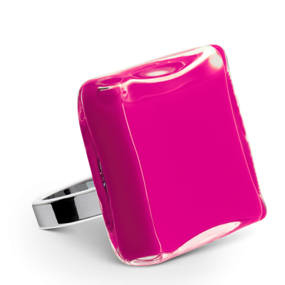 Glass ring - Carré Giga Milk Fuchsia