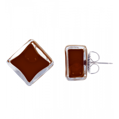 Stud earrings - Carré Milk Chocolate