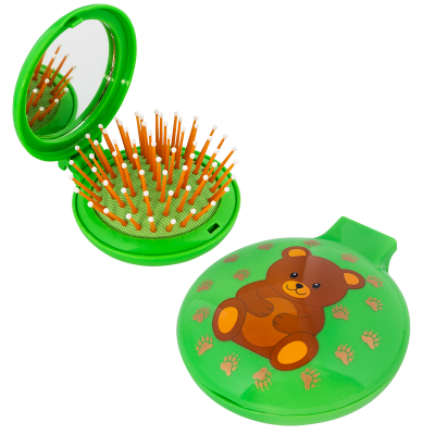 Brosse à cheveux miroir 2 en 1 - Lady Retro Enfants Ours brun