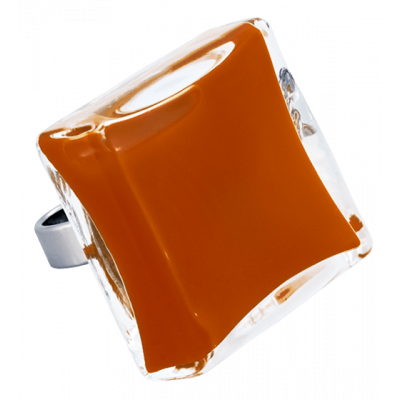 Glass ring - Carré Giga Milk Rust