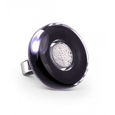 Bague en verre soufflée - Duo Medium Noir / Argent