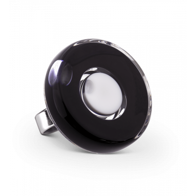 Bague en verre soufflée - Duo Medium Noir / Blanc