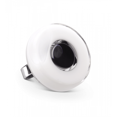 Bague en verre soufflée - Duo Medium Blanc / Noir