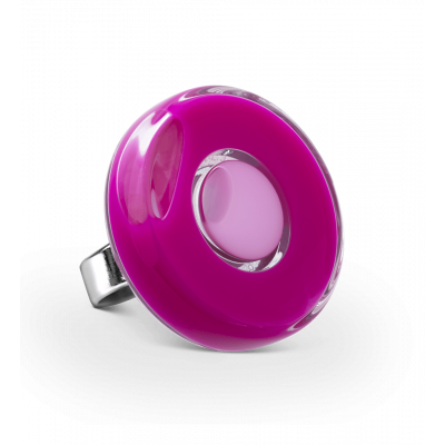 Bague en verre soufflée - Duo Medium Fushia