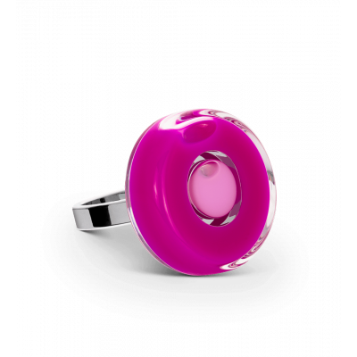 Bague en verre soufflée - Duo Mini Fushia