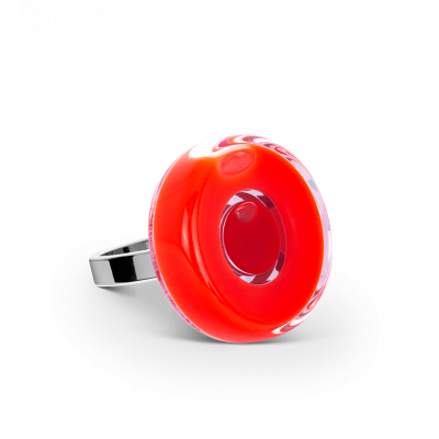 Bague en verre soufflée - Duo Mini Rouge clair