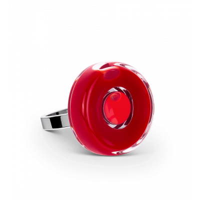 Bague en verre soufflée - Duo Mini Rouge foncé