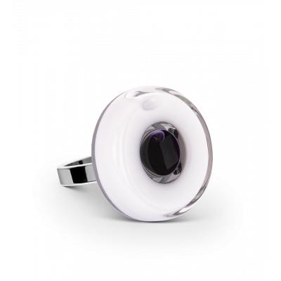 Bague en verre soufflée - Duo Mini Blanc / Noir