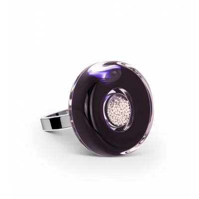 Bague en verre soufflée - Duo Mini Noir / Argent